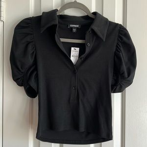 Express puff sleeve crop polo